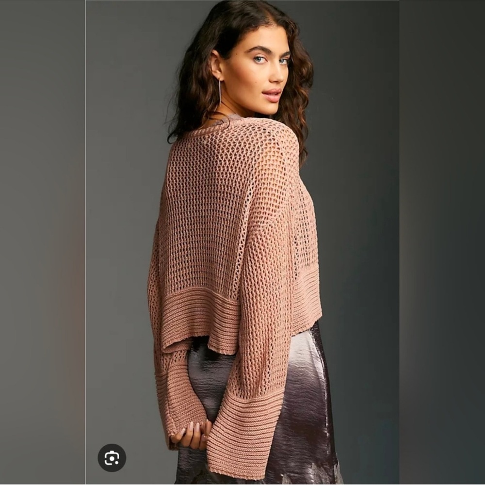 Anthropologie Crochet Bell- Sleeve Open Sweater - NWT